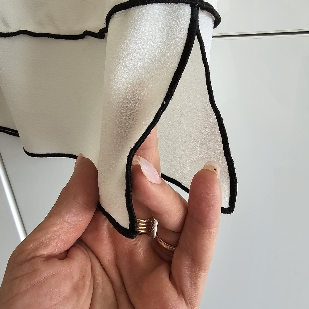 Zara Short Sleeve Contrast Side Slit Lightweight Blouse - Picture 10 of 12